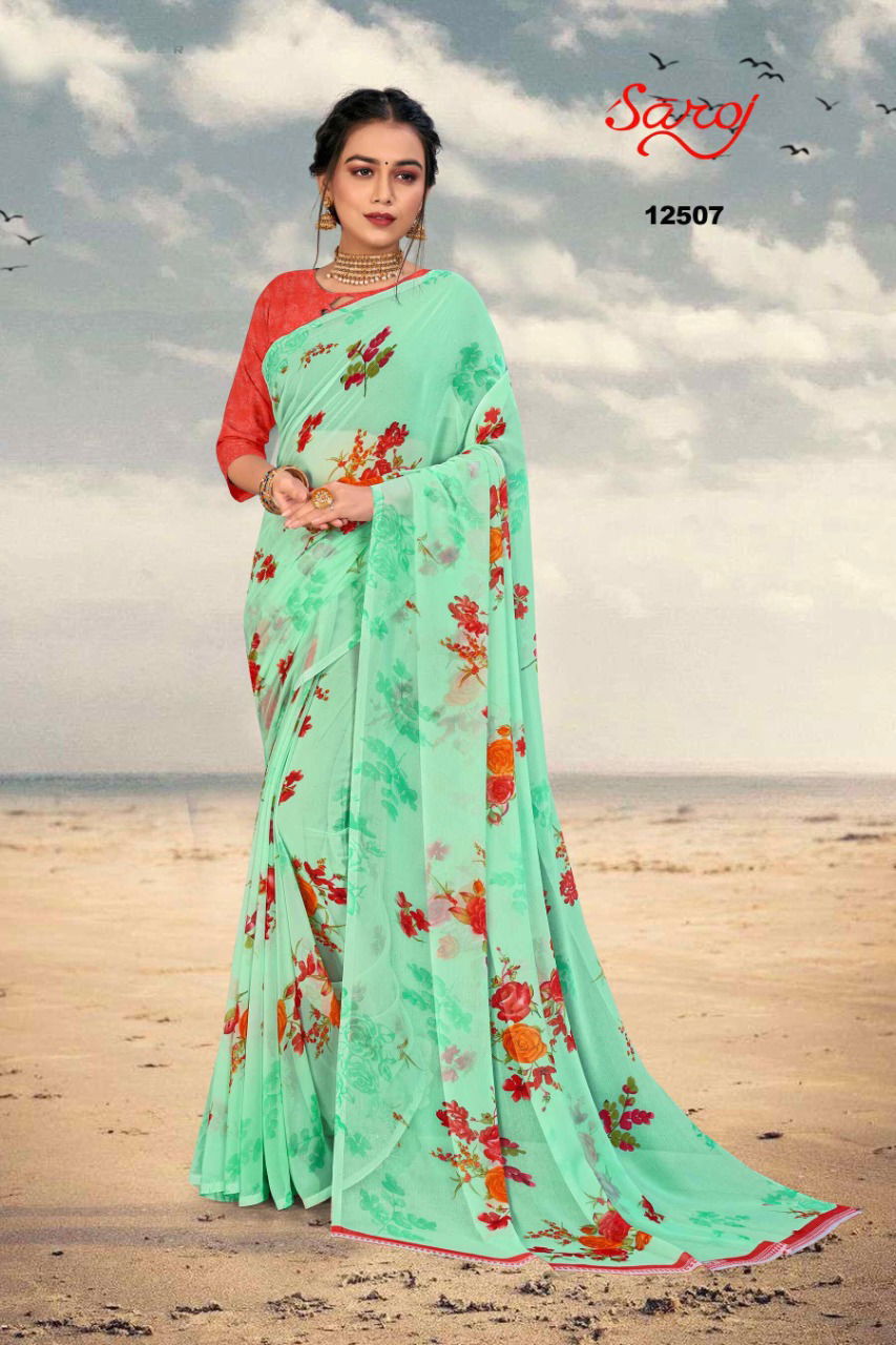 Saroj Spring 3 New Fancy Regular Wear Georgette Printed Saree Collection